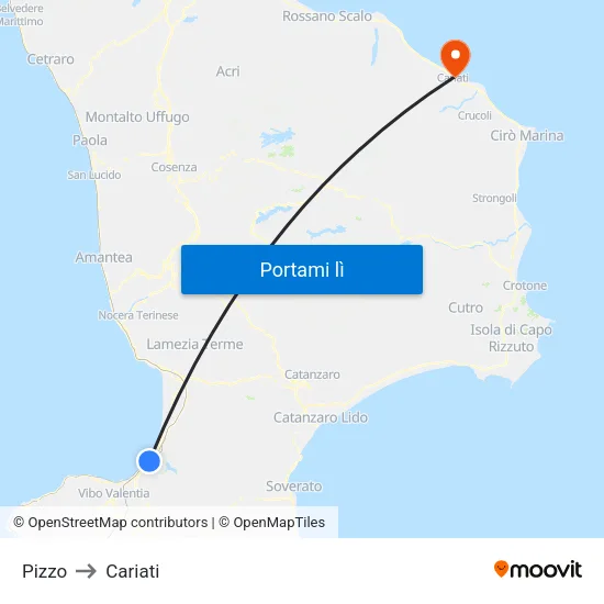 Pizzo to Cariati map