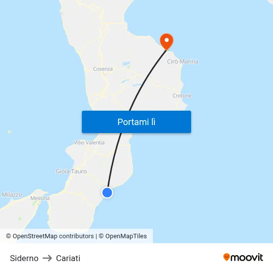 Siderno to Cariati map