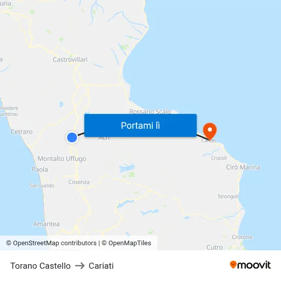 Torano Castello to Cariati map