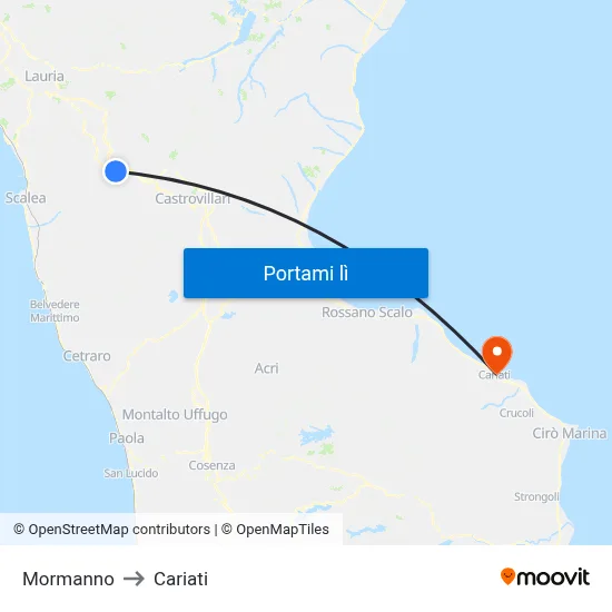 Mormanno to Cariati map