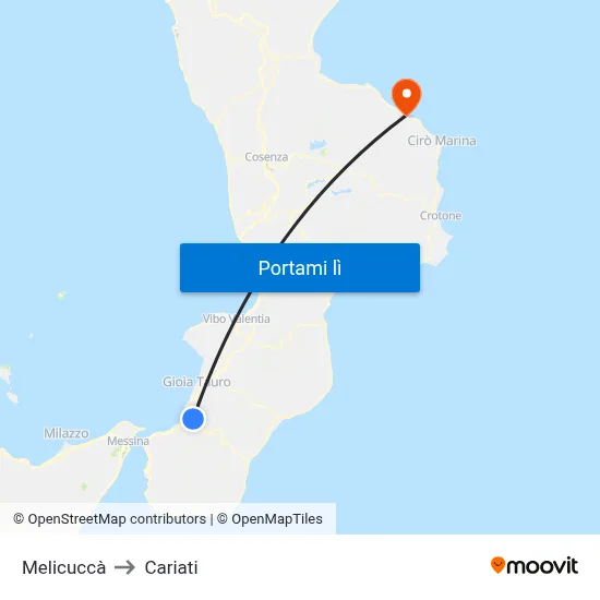 Melicuccà to Cariati map