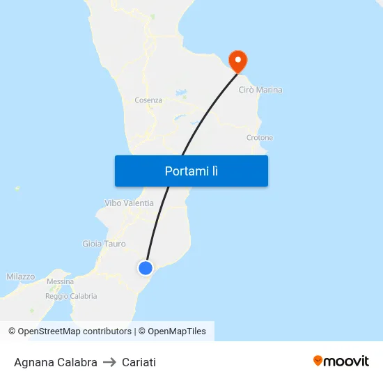 Agnana Calabra to Cariati map