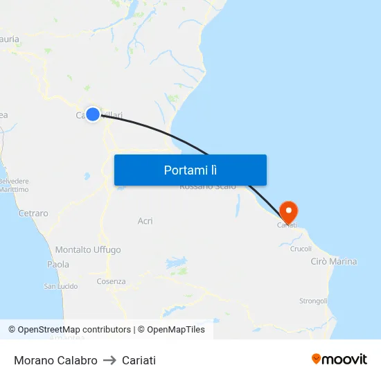 Morano Calabro to Cariati map