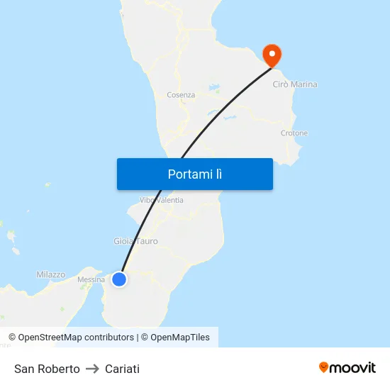 San Roberto to Cariati map