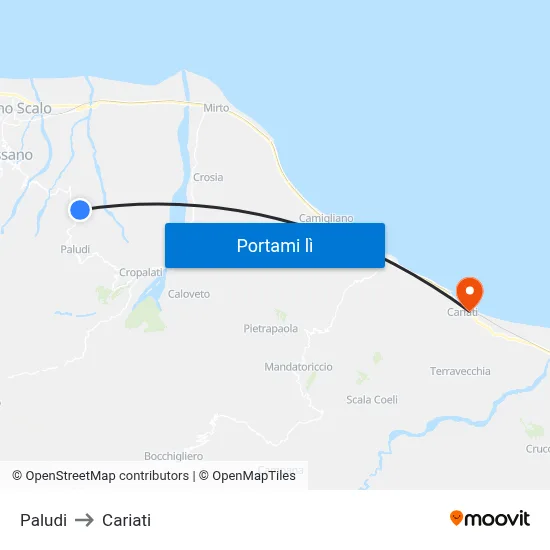 Paludi to Cariati map