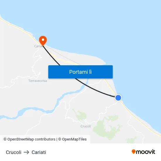 Crucoli to Cariati map