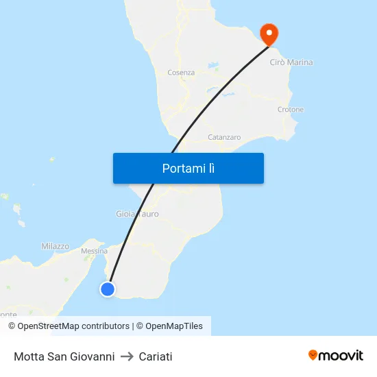Motta San Giovanni to Cariati map