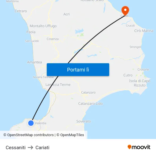 Cessaniti to Cariati map