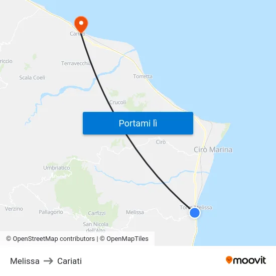 Melissa to Cariati map