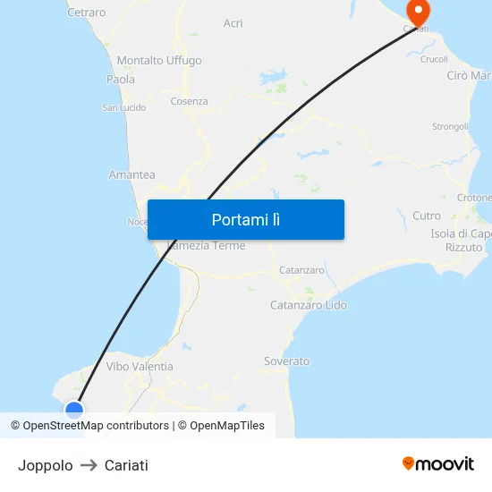 Joppolo to Cariati map