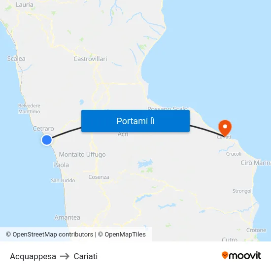 Acquappesa to Cariati map