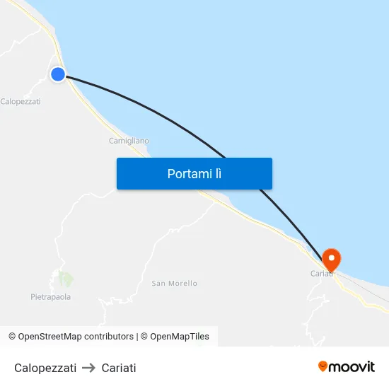 Calopezzati to Cariati map