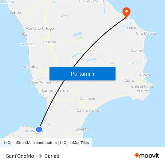 Sant'Onofrio to Cariati map