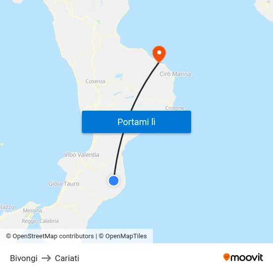 Bivongi to Cariati map