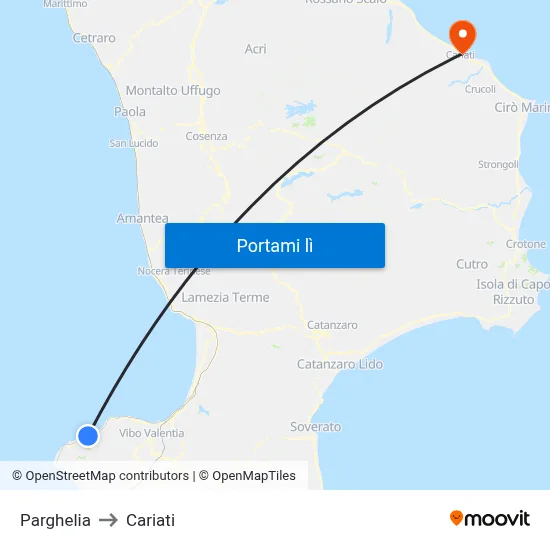 Parghelia to Cariati map