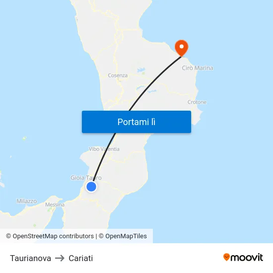 Taurianova to Cariati map