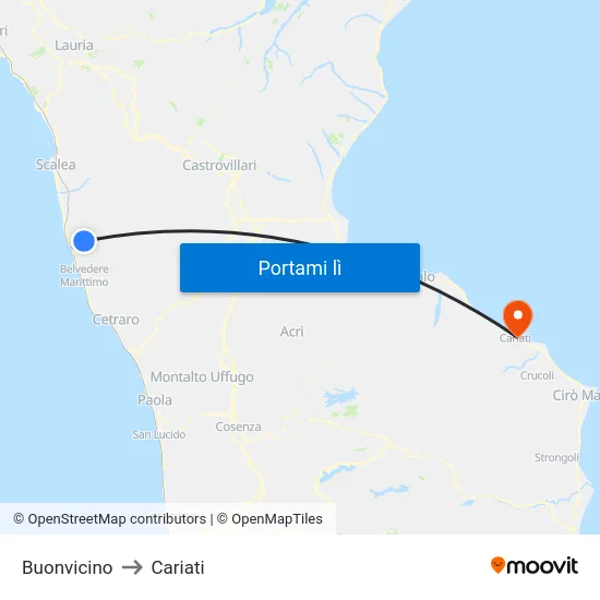 Buonvicino to Cariati map