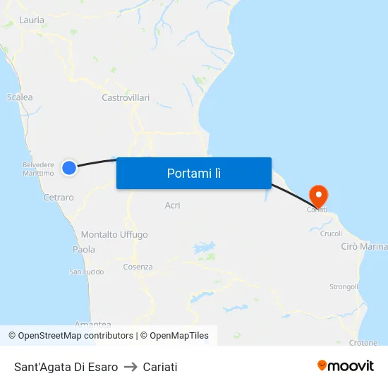 Sant'Agata Di Esaro to Cariati map
