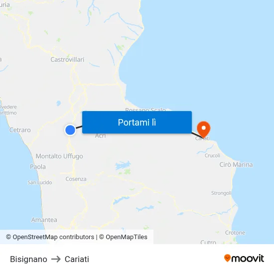 Bisignano to Cariati map