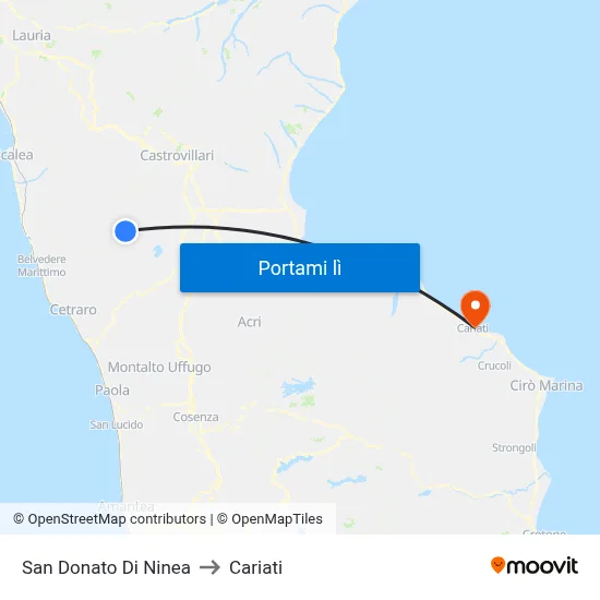 San Donato Di Ninea to Cariati map