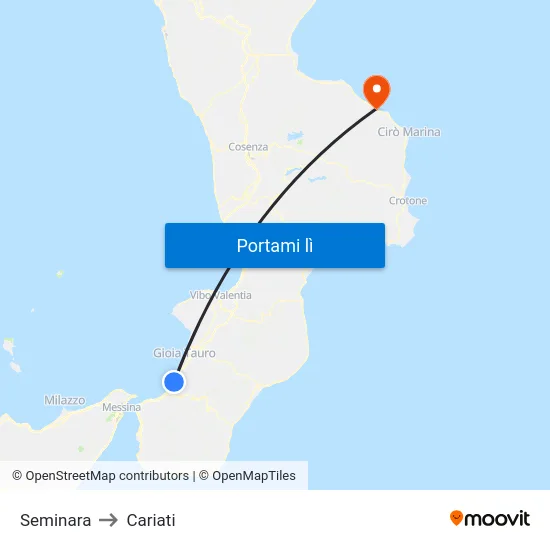 Seminara to Cariati map