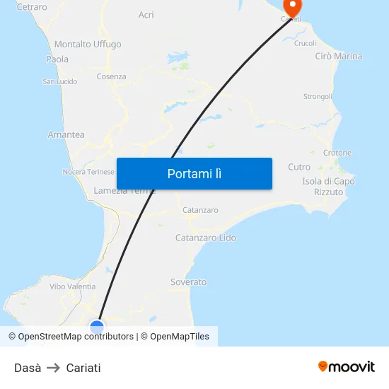 Dasà to Cariati map