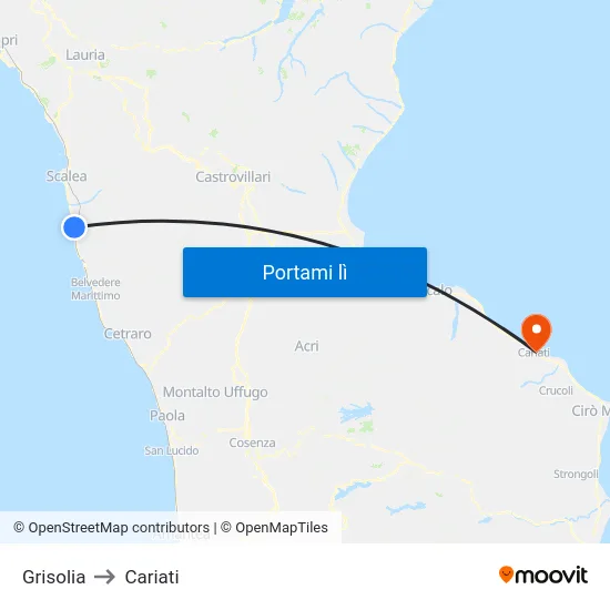 Grisolia to Cariati map