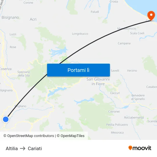 Altilia to Cariati map