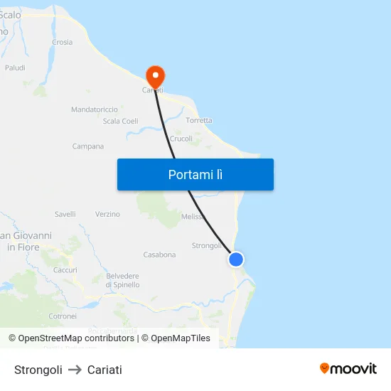 Strongoli to Cariati map