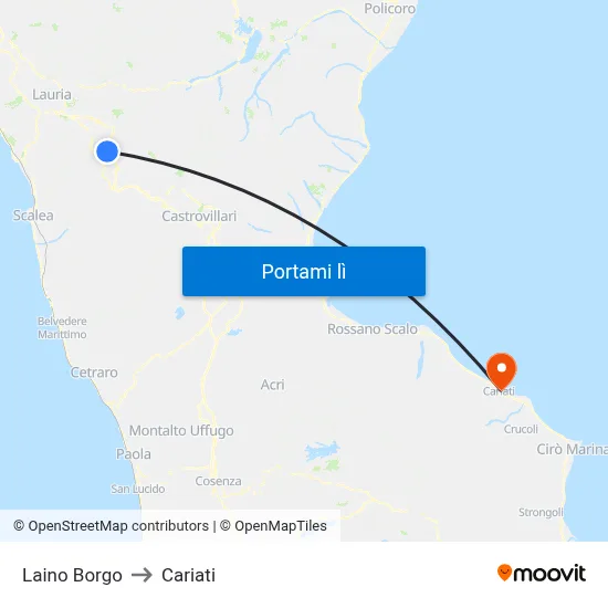 Laino Borgo to Cariati map