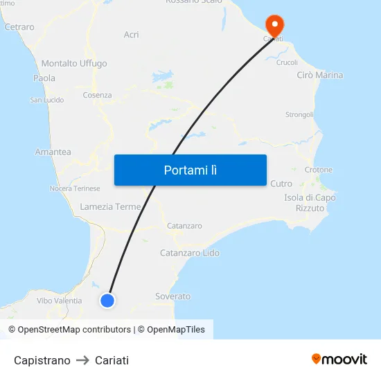 Capistrano to Cariati map