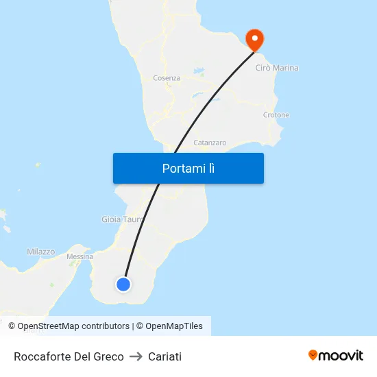 Roccaforte Del Greco to Cariati map