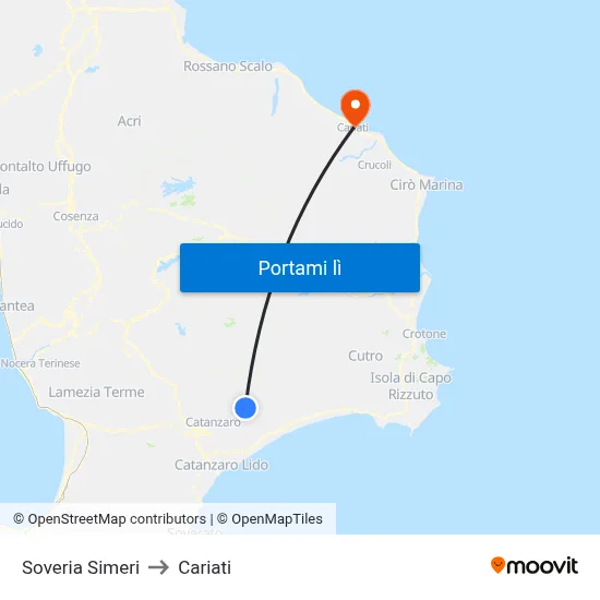 Soveria Simeri to Cariati map