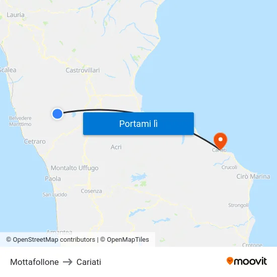 Mottafollone to Cariati map