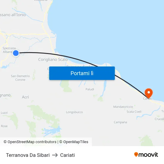 Terranova Da Sibari to Cariati map