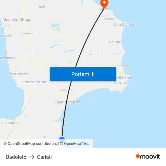 Badolato to Cariati map