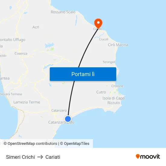 Simeri Crichi to Cariati map