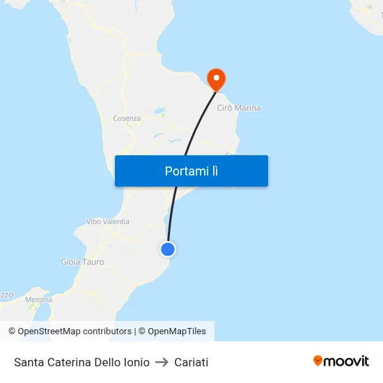 Santa Caterina Dello Ionio to Cariati map