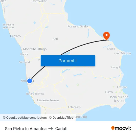 San Pietro In Amantea to Cariati map