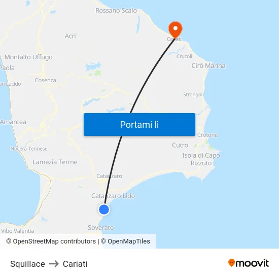 Squillace to Cariati map