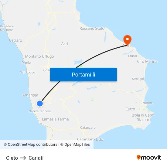 Cleto to Cariati map