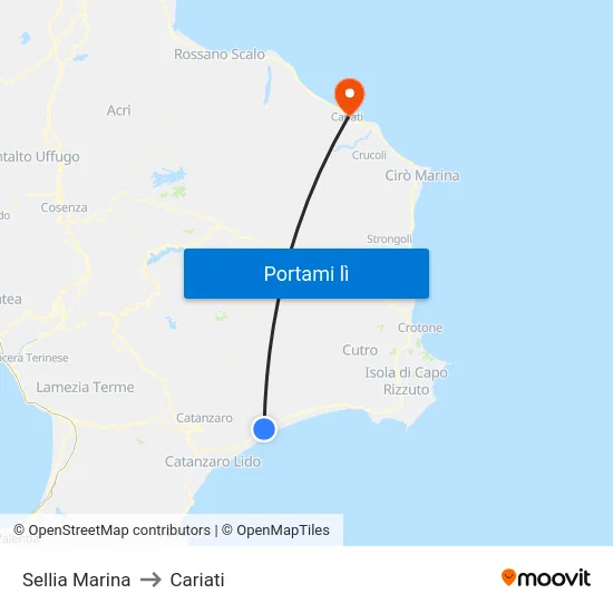 Sellia Marina to Cariati map