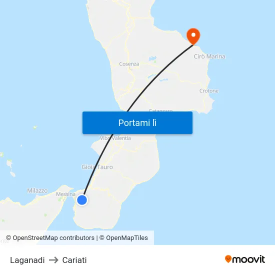 Laganadi to Cariati map