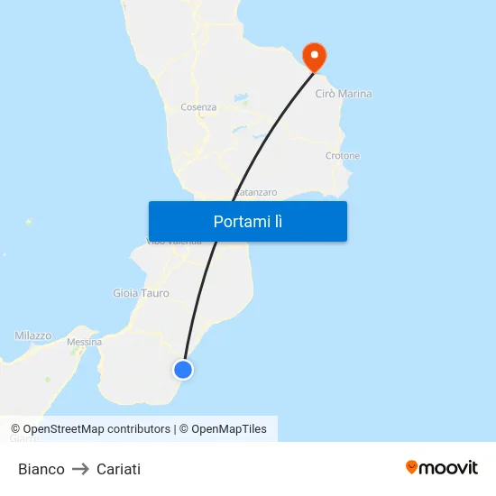 Bianco to Cariati map
