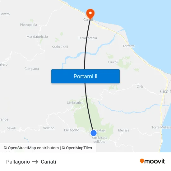 Pallagorio to Cariati map