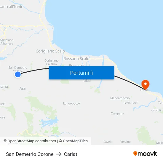 San Demetrio Corone to Cariati map