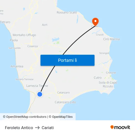 Feroleto Antico to Cariati map