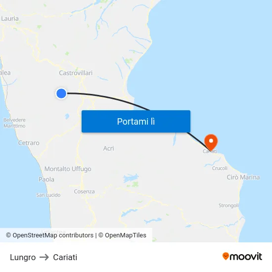 Lungro to Cariati map