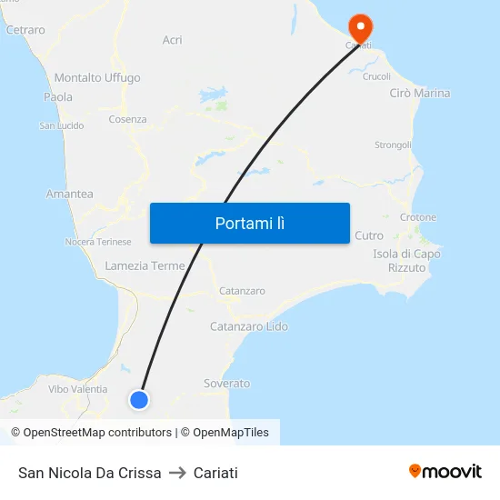 San Nicola Da Crissa to Cariati map