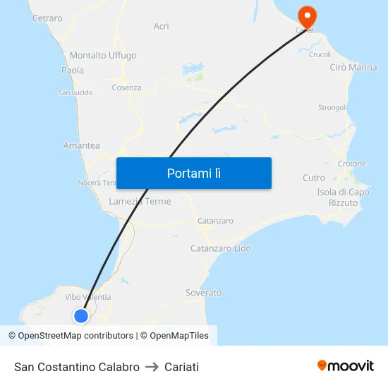 San Costantino Calabro to Cariati map